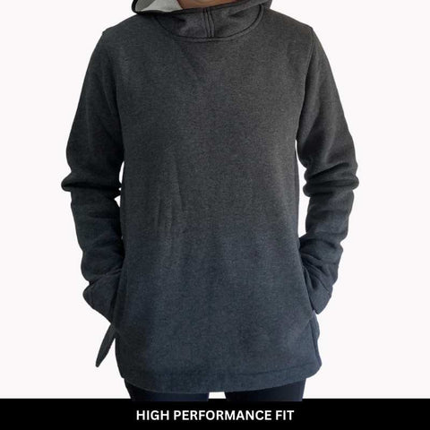 Stock Cotton Fleece Hoodie Dark Grey Marle