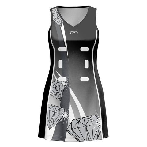 Custom Black Diamonds Netball Dress Front View
